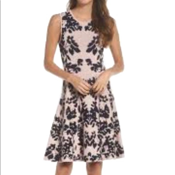 Elisa J Pink Navy and Fit and Flare Cocktail size M in pristine condition - Picture 1 of 8